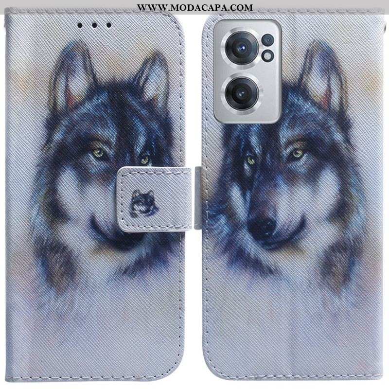 Capa Flip Para OnePlus Nord CE 2 5G Pintura De Lobo