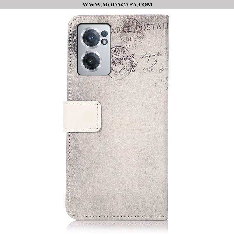 Capa Folio Para OnePlus Nord CE 2 5G Gato Americano