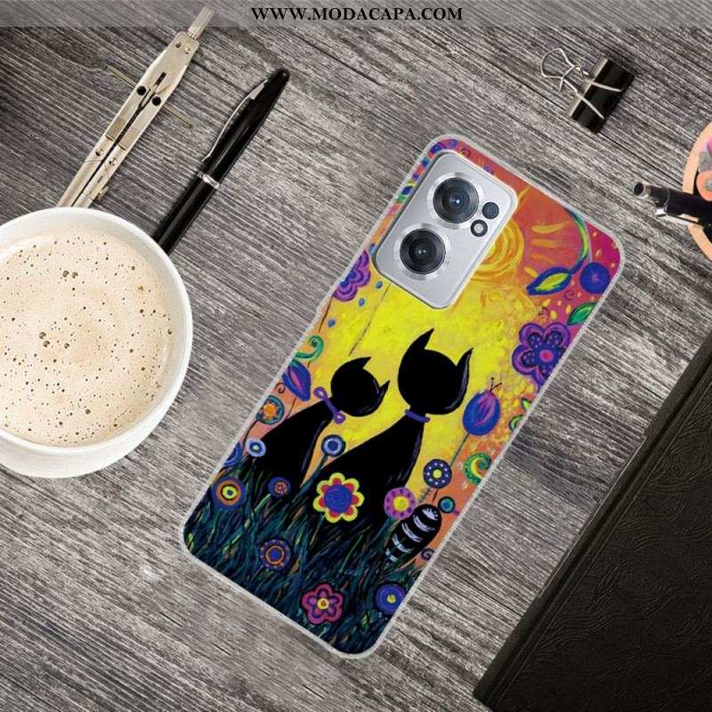 Capa Para OnePlus Nord CE 2 5G Pai E Filho Gato