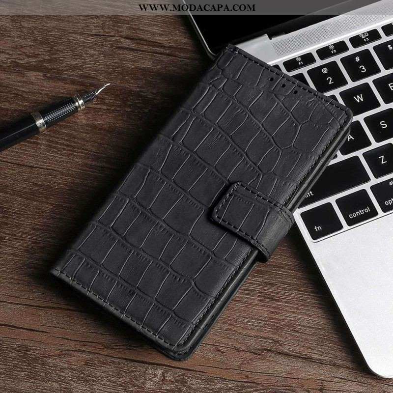 Capa Flip Para OnePlus Nord CE 2 Lite 5G Estilo De Pele De Crocodilo