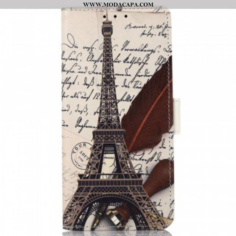 Capa De Couro Para OnePlus Nord CE 2 Lite 5G Torre Eiffel Do Poeta