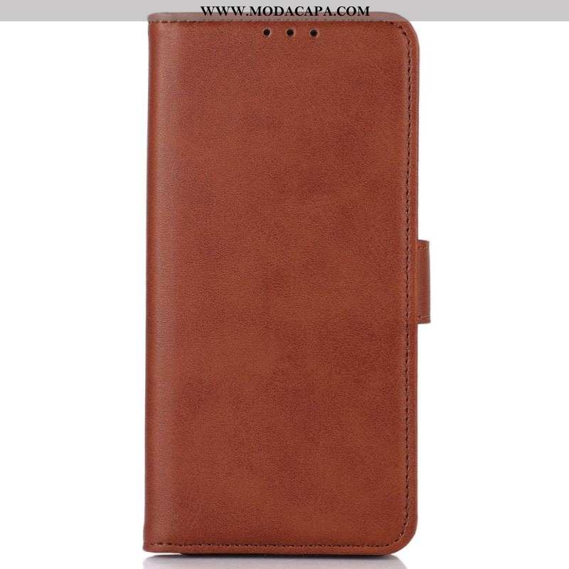 Capa Folio Para OnePlus Nord CE 2 Lite 5G Efeito Couro Liso