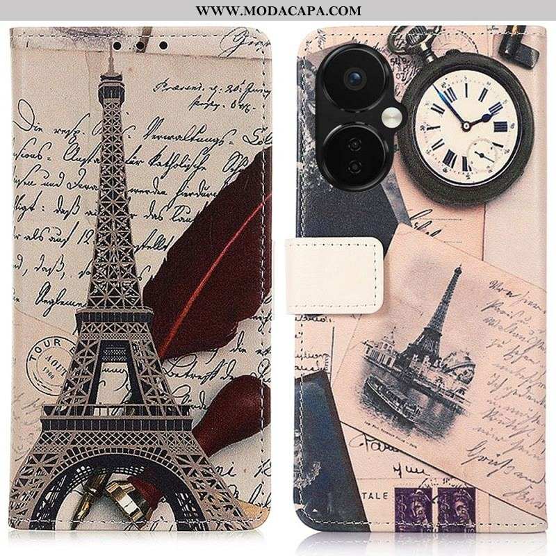 Capa Flip Para OnePlus Nord CE 3 Lite 5G Torre Eiffel Do Poeta