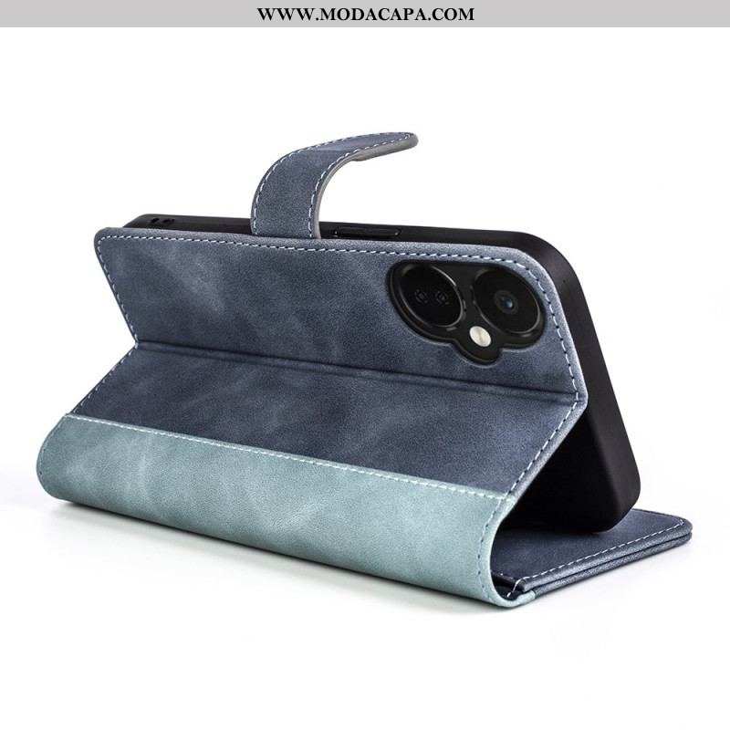 Capa Folio Para OnePlus Nord CE 3 Lite 5G Estilo De Couro Contrastante