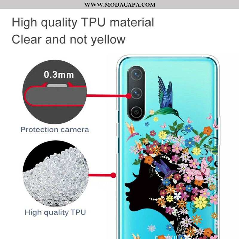 Capa De Celular Para OnePlus Nord CE 5G Cabelo Florido Transparente