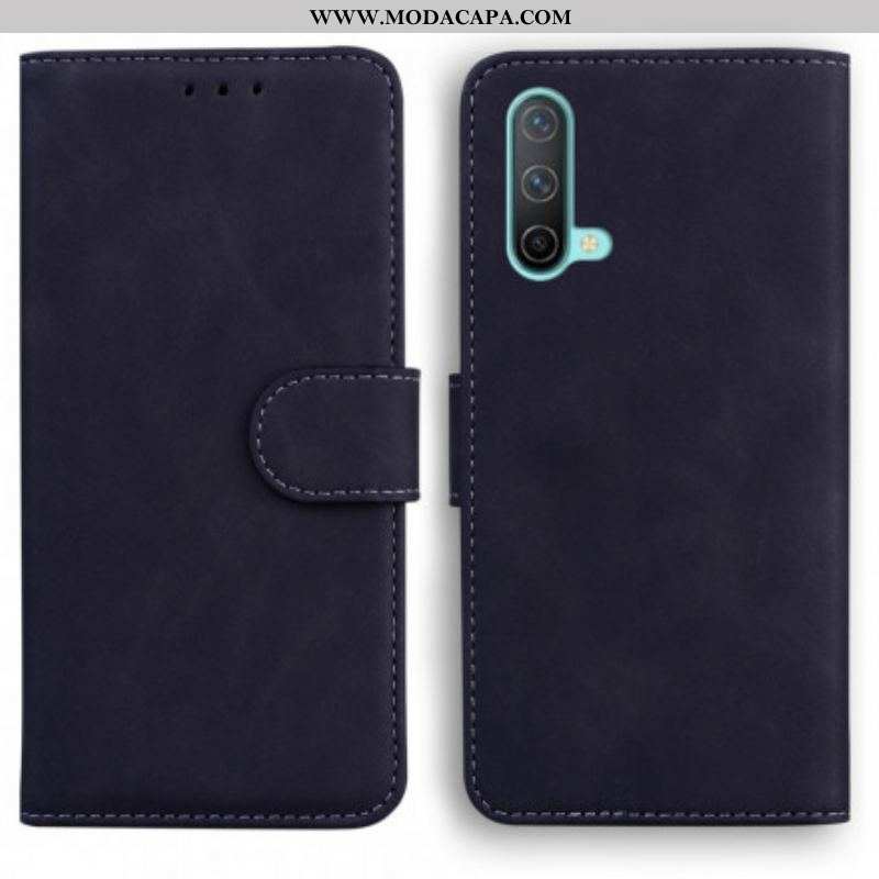 Capa Flip Para OnePlus Nord CE 5G Efeito Couro Monocromático