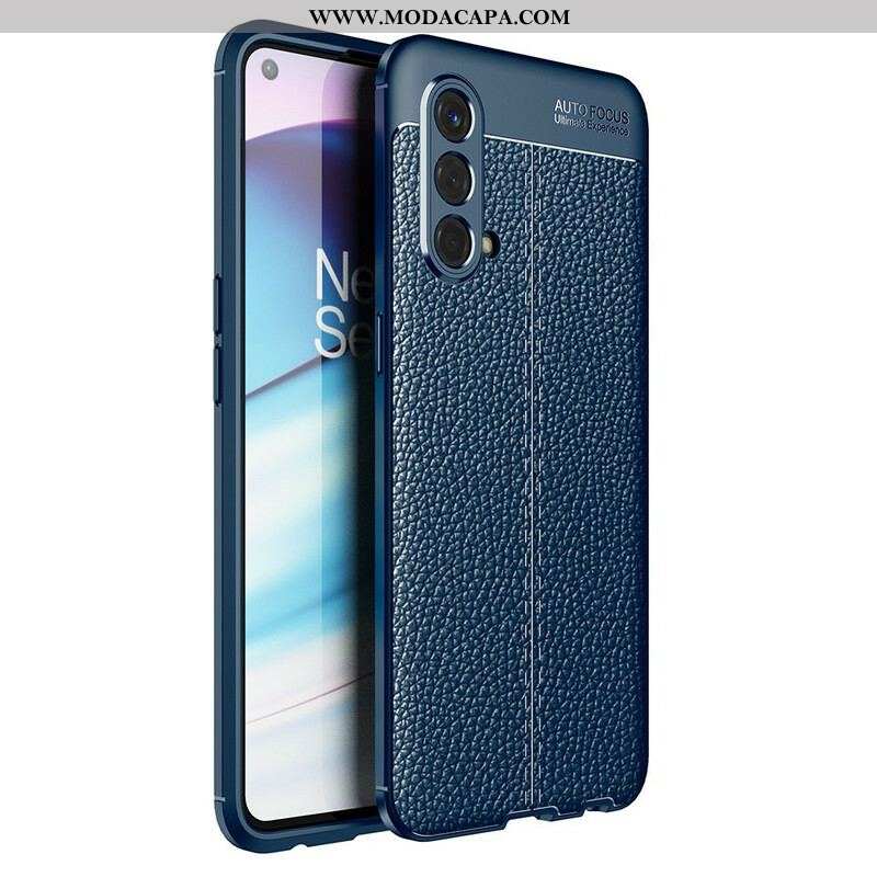 Capa Para OnePlus Nord CE 5G Linha Dupla Efeito Couro Litchi