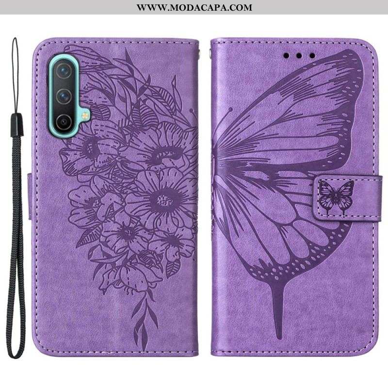 Capa Flip Para OnePlus Nord CE 5G Desenho De Borboleta