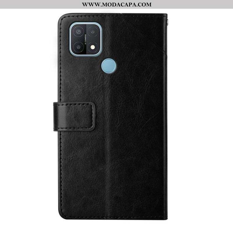 Capa Flip Para Oppo A15 Estilo Couro Geo Y Design