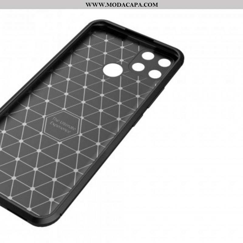 Capa Para Oppo A15 Textura Flexível De Fibra De Carbono