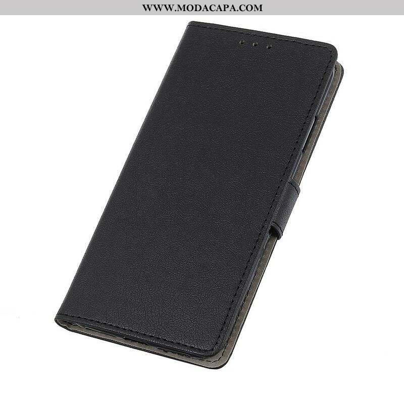 Capa Em Pele Para Oppo A16 / A16s Efeito Couro Brilhante Simples