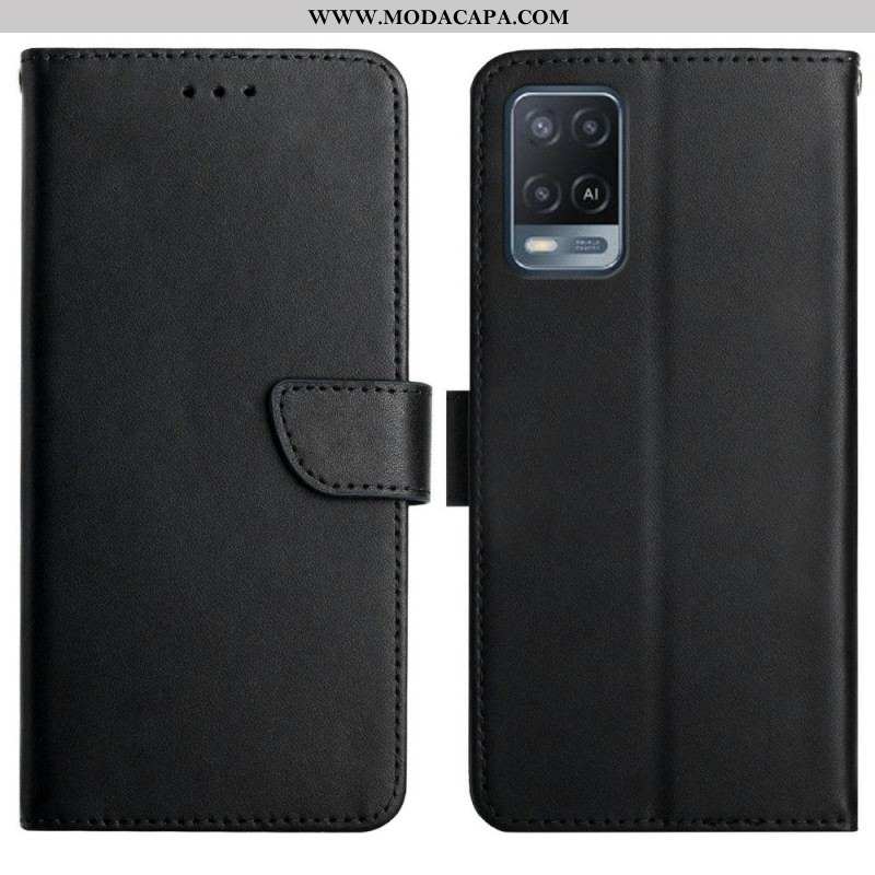 Capa De Couro Para Oppo A16 / A16s Couro Napa Genuíno