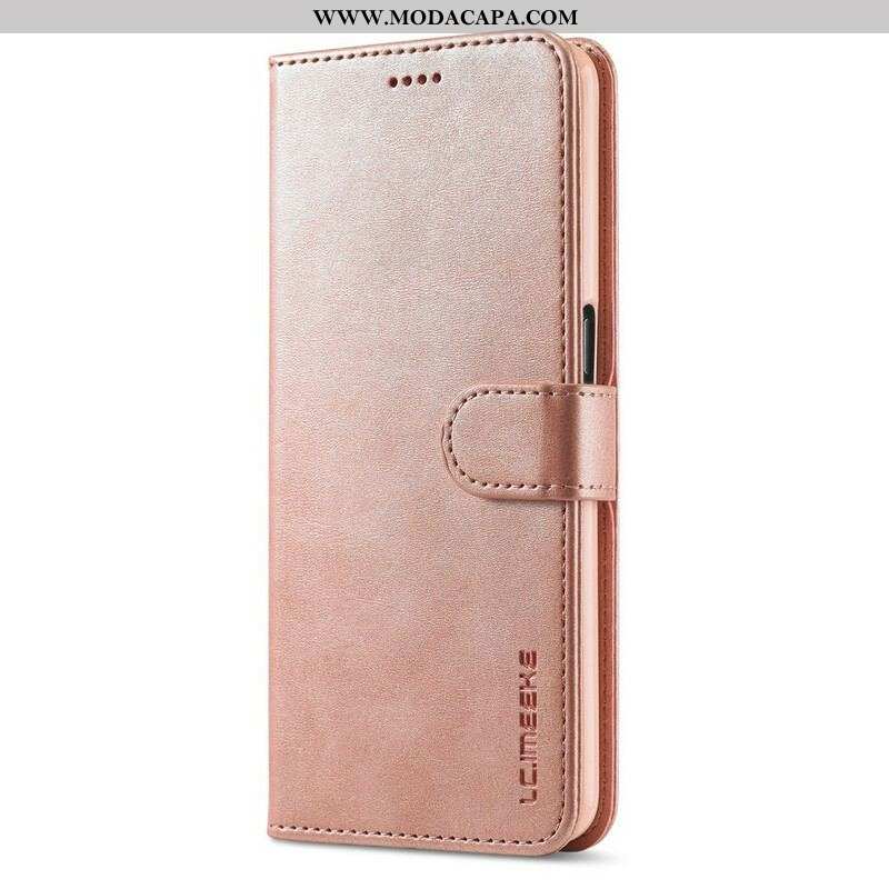 Capa De Couro Para Oppo A16 / A16s Lc.imeeke Efeito Couro