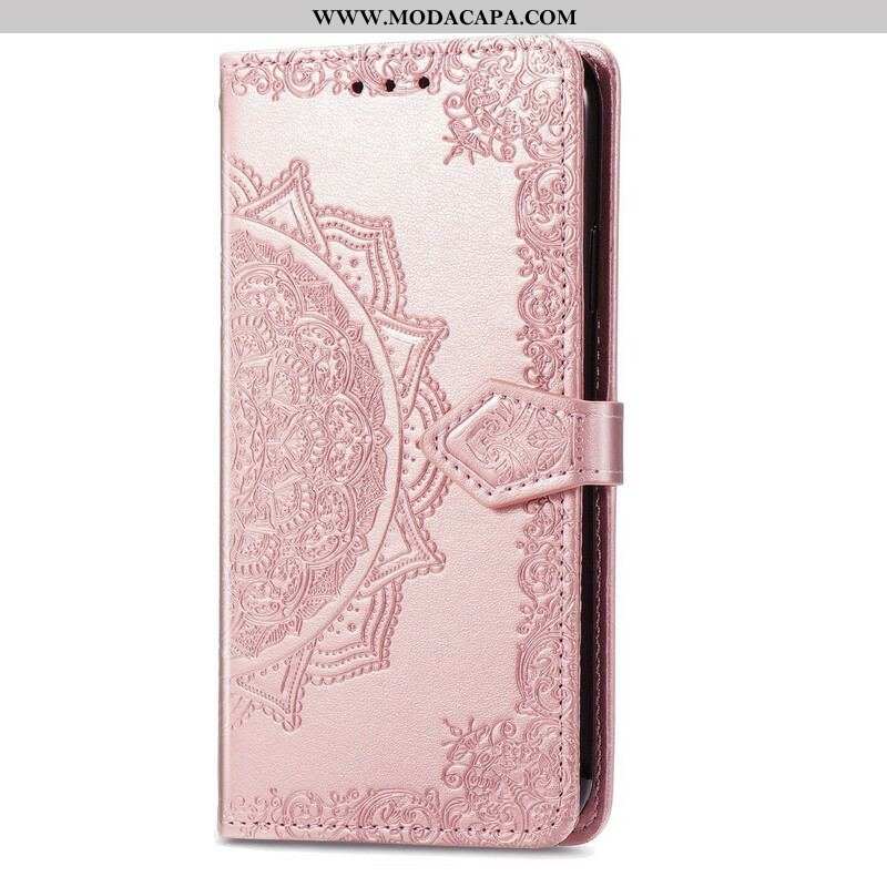 Capa De Couro Para Oppo A16 / A16s Mandala Idade Média