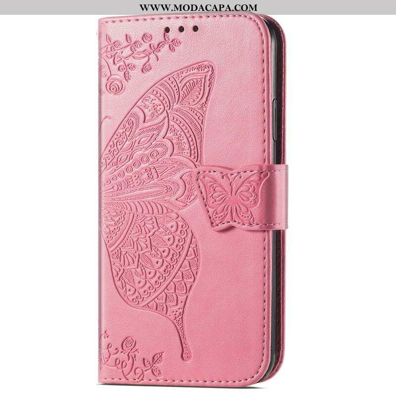 Capa Folio Para Oppo A16 / A16s Meia Borboleta