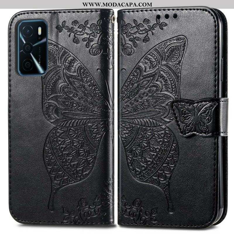 Capa Folio Para Oppo A16 / A16s Meia Borboleta