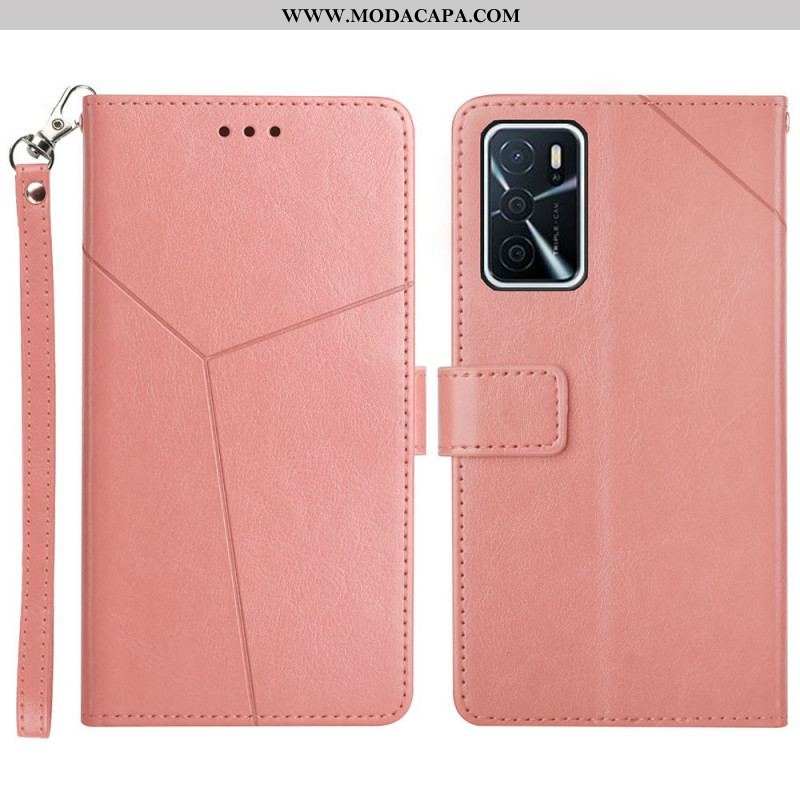 Capa Em Pele Para Oppo A16 / A16s Estilo Couro Geo Y Design