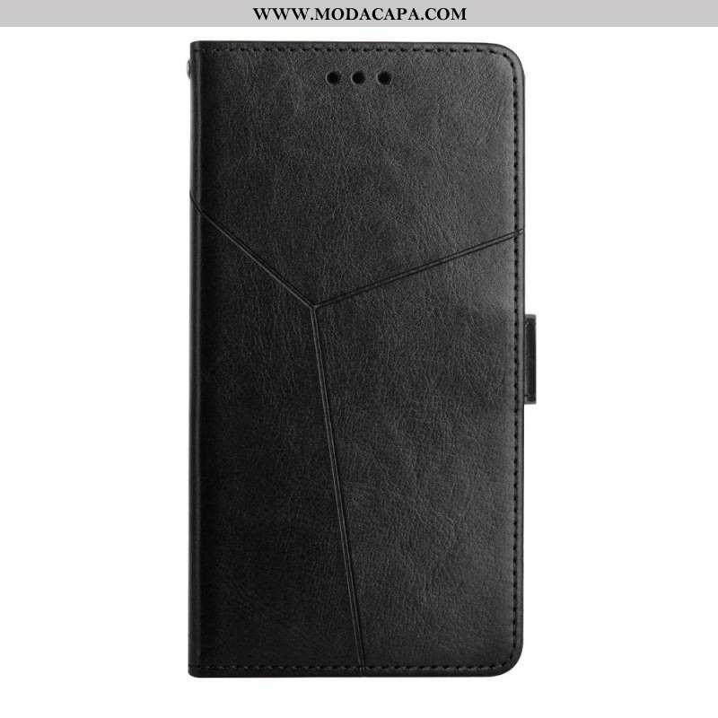 Capa Em Pele Para Oppo A16 / A16s Estilo Couro Geo Y Design