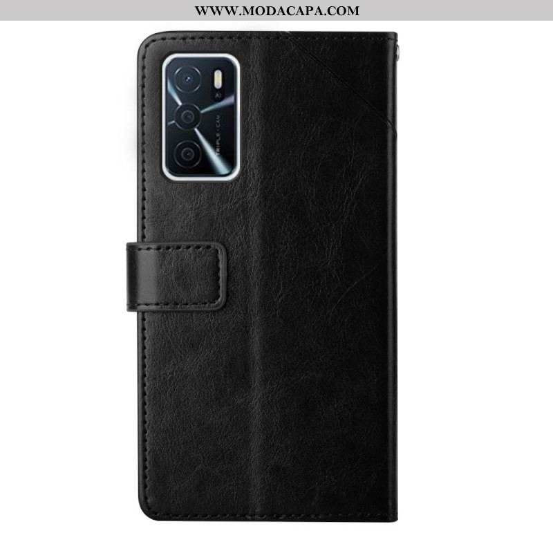 Capa Em Pele Para Oppo A16 / A16s Estilo Couro Geo Y Design