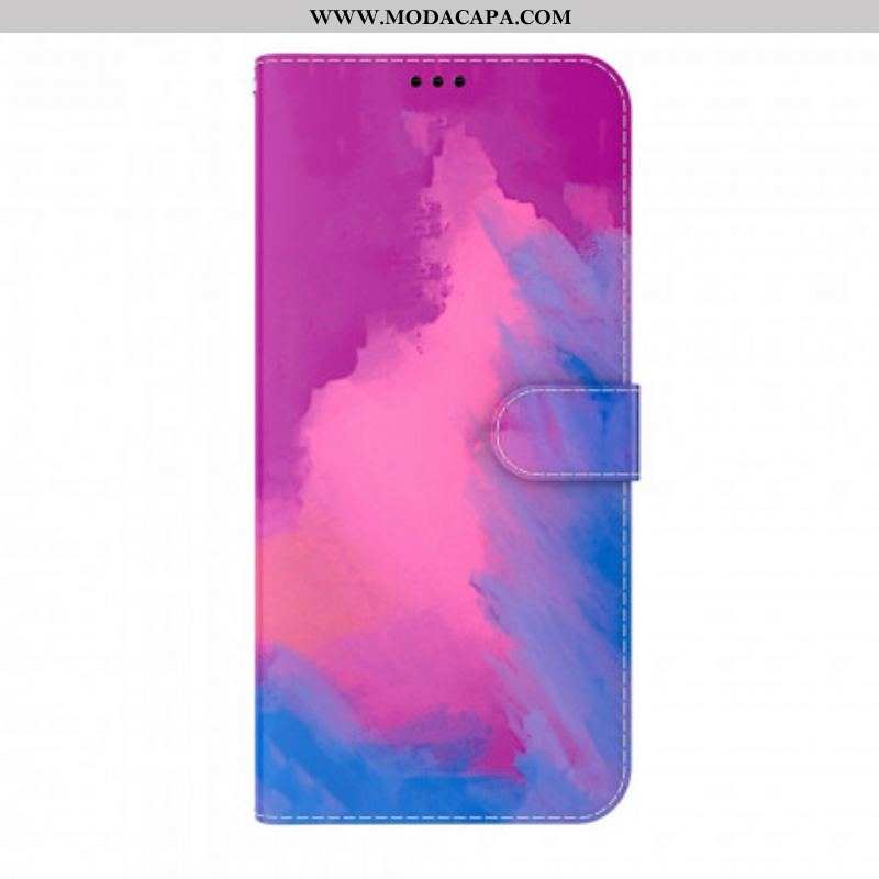 Capa Em Pele Para Oppo A54 5G / A74 5G Aquarela