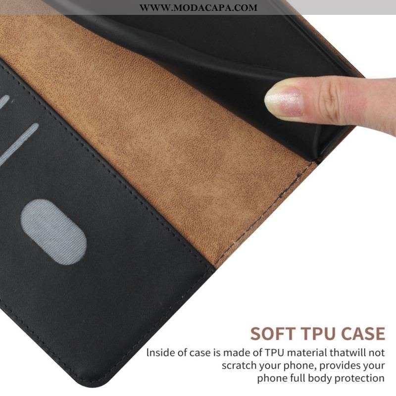 Capa Folio Para Oppo A74 4G Couro Napa Genuíno