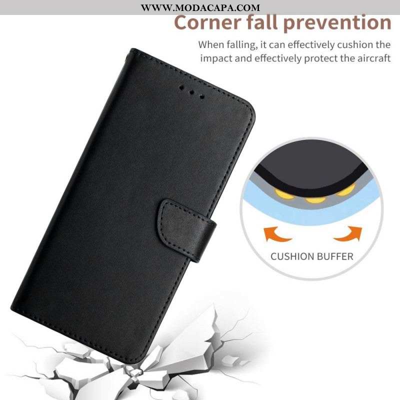 Capa Folio Para Oppo A74 4G Couro Napa Genuíno