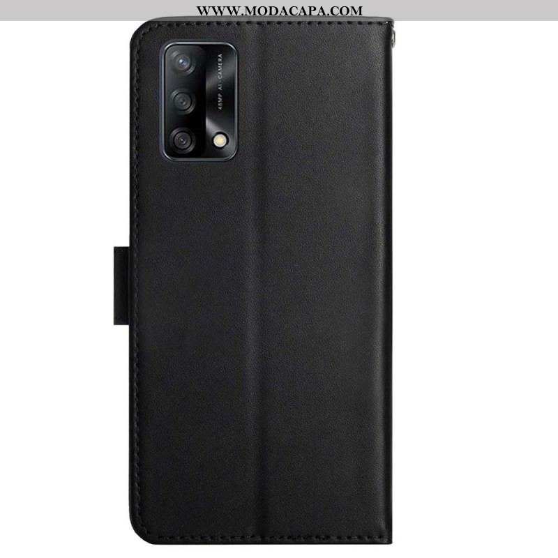 Capa Folio Para Oppo A74 4G Couro Napa Genuíno