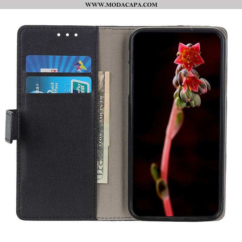 Capa De Couro Para Oppo A74 4G Efeito Couro Brilhante Simples