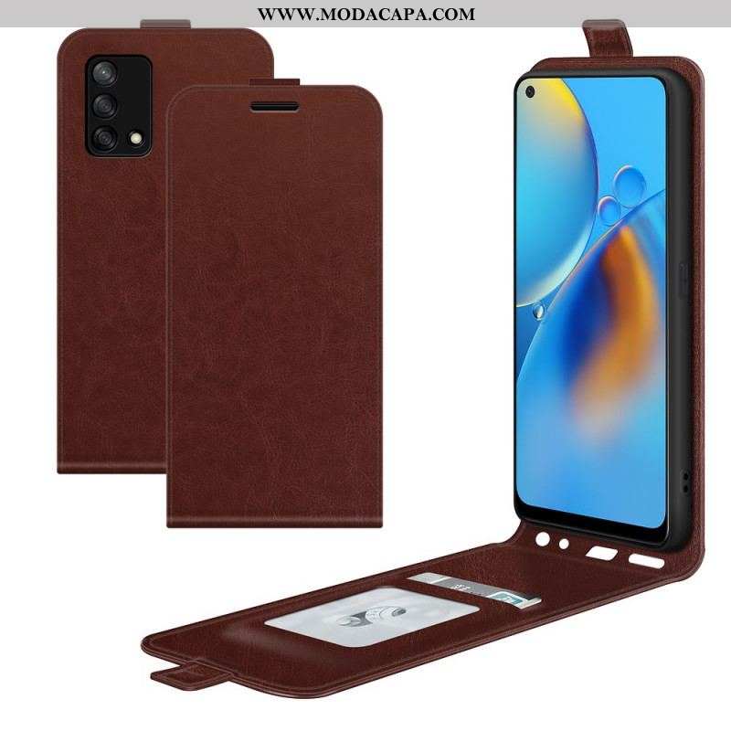 Capa Folio Para Oppo A74 4G Flip Dobrável Retrô