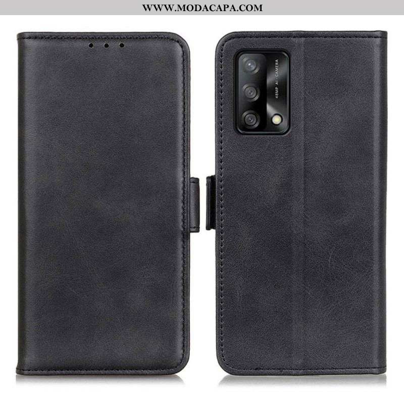 Capa De Couro Para Oppo A74 4G Flip Aba Dupla