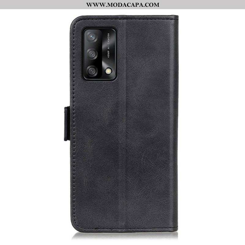 Capa De Couro Para Oppo A74 4G Flip Aba Dupla