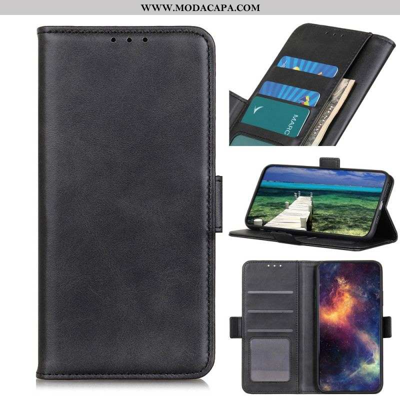 Capa De Couro Para Oppo A74 4G Flip Aba Dupla