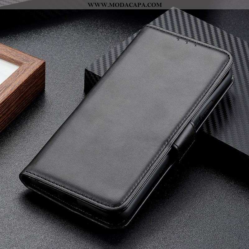 Capa De Couro Para Oppo A74 4G Flip Aba Dupla