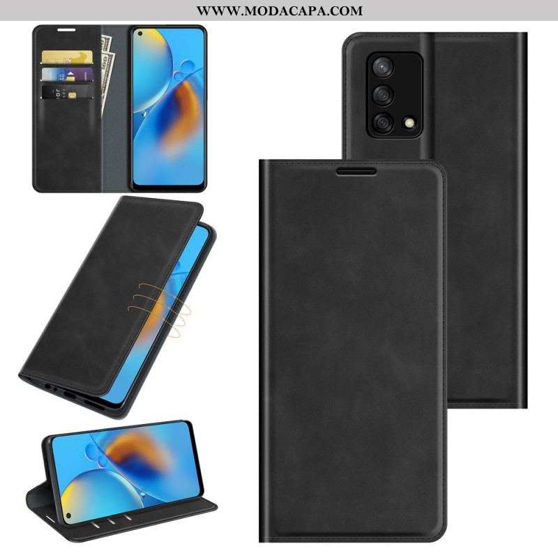 Capa De Celular Para Oppo A74 4G Flip Toque De Pele