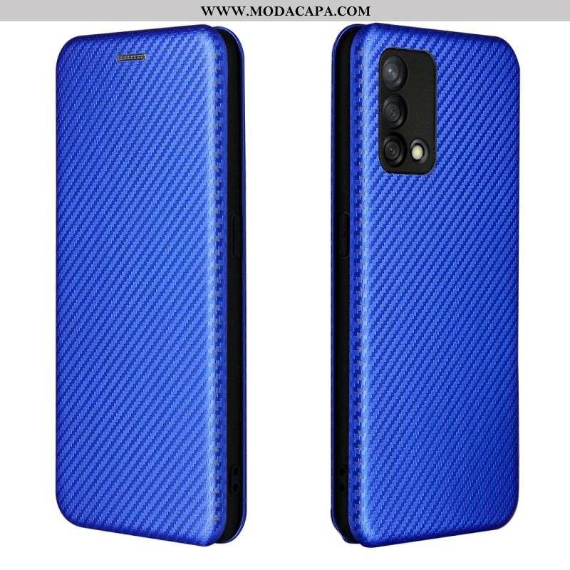 Capa De Celular Para Oppo A74 4G Flip Fibra De Carbono