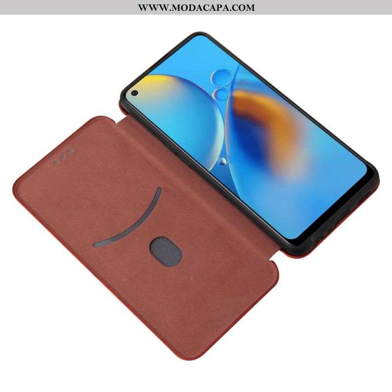 Capa De Celular Para Oppo A74 4G Flip Fibra De Carbono