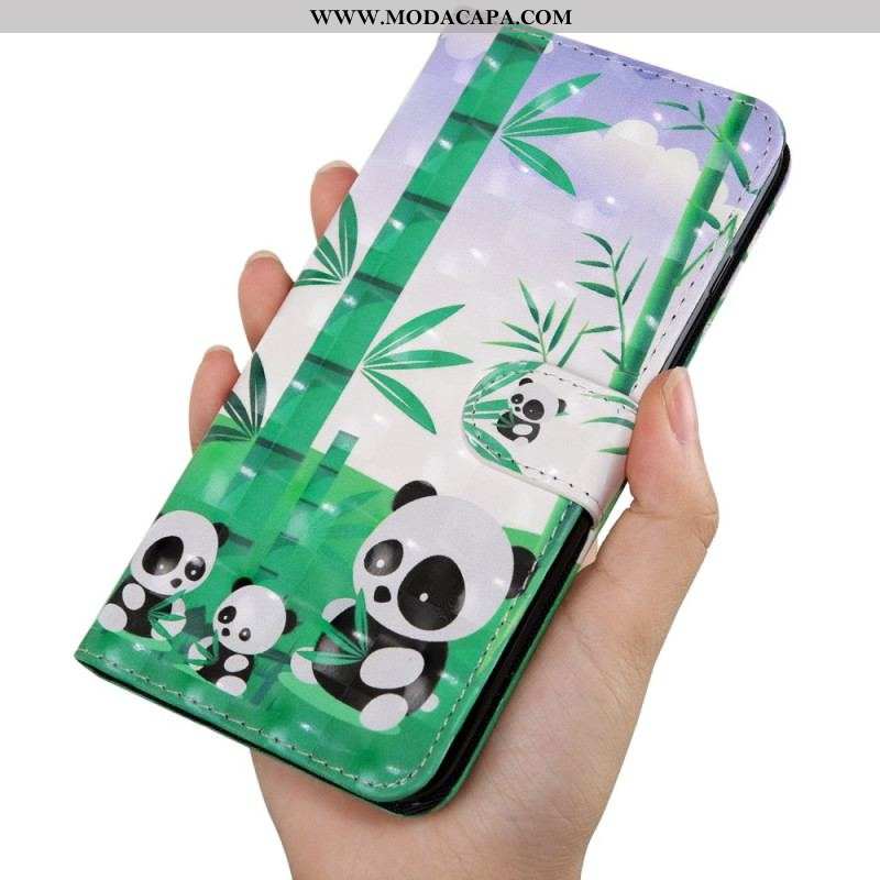 Capa Flip Para Oppo A94 5G Panda Com Cordão