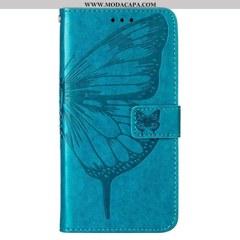 Capa Folio Para Oppo A94 5G Borboleta Com Cordão