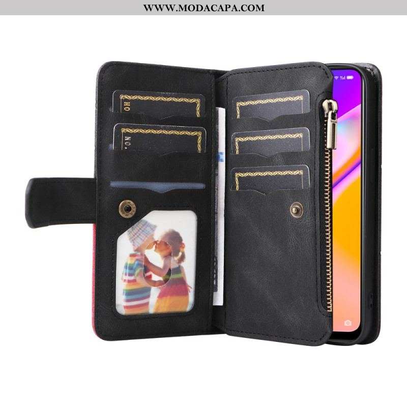 Capa Flip Para Oppo A94 5G Bolsa Bicolor Com Cordão