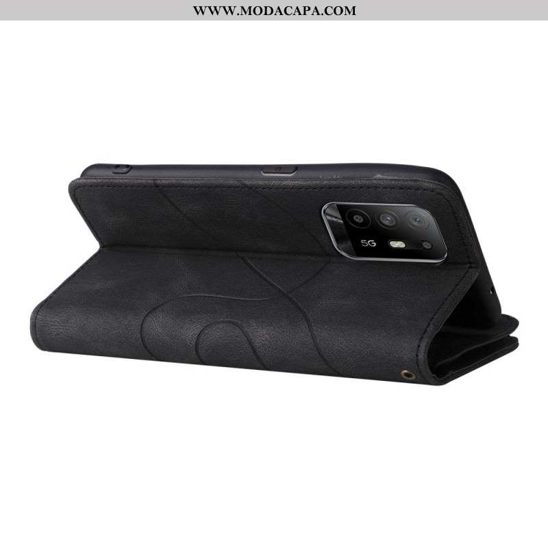 Capa Flip Para Oppo A94 5G Bolsa Bicolor Com Cordão