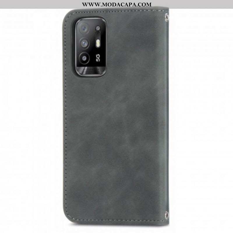 Capa De Celular Para Oppo A94 5G Flip Toque De Pele