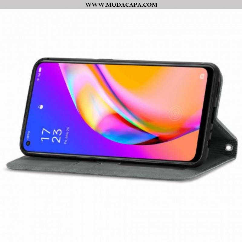 Capa De Celular Para Oppo A94 5G Flip Toque De Pele