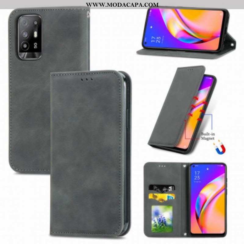 Capa De Celular Para Oppo A94 5G Flip Toque De Pele