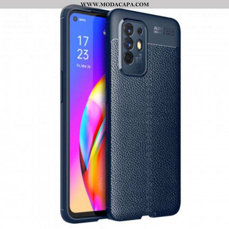 Capa Para Oppo A94 5G Litchi Efeito Couro