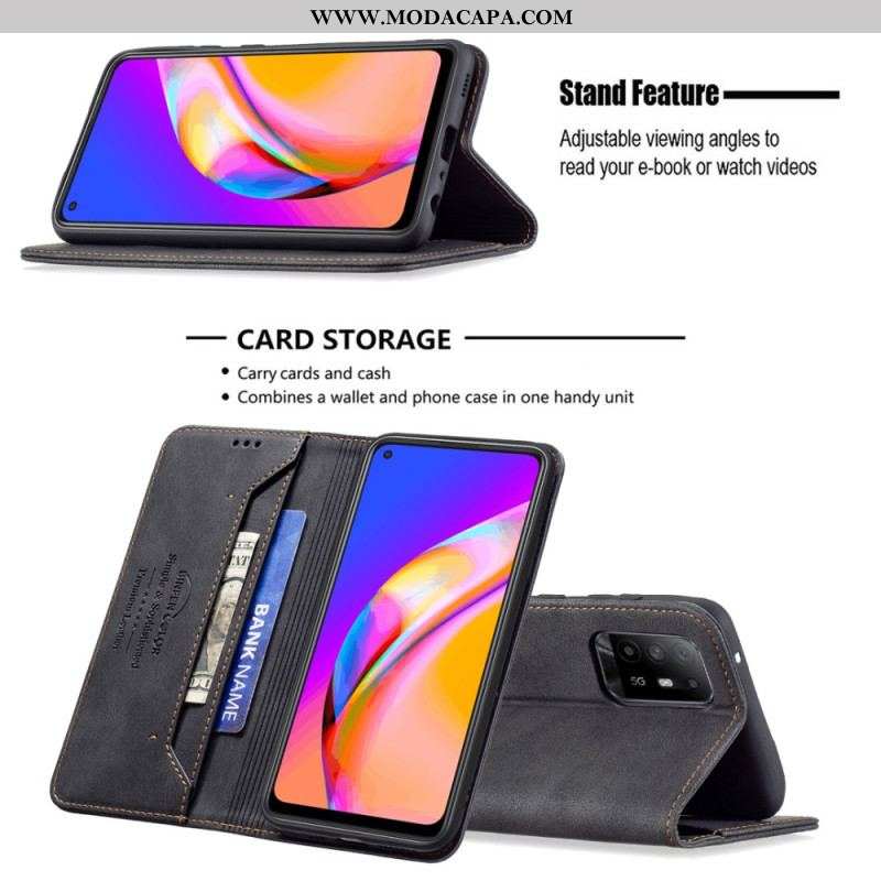 Capa De Celular Para Oppo A94 5G Flip Couro Sintético