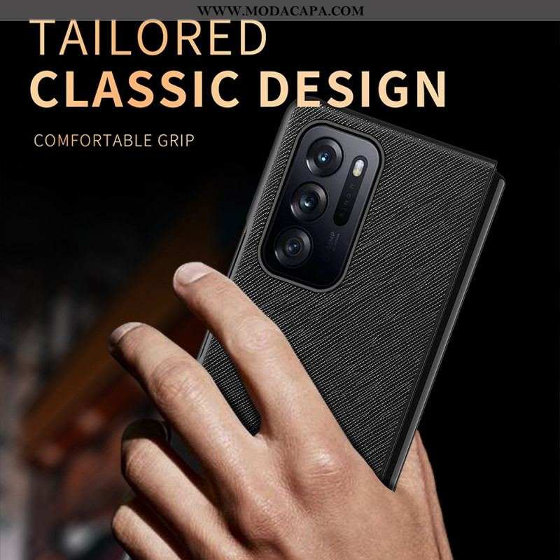 Capa Para Oppo Find N Design De Couro Texturizado