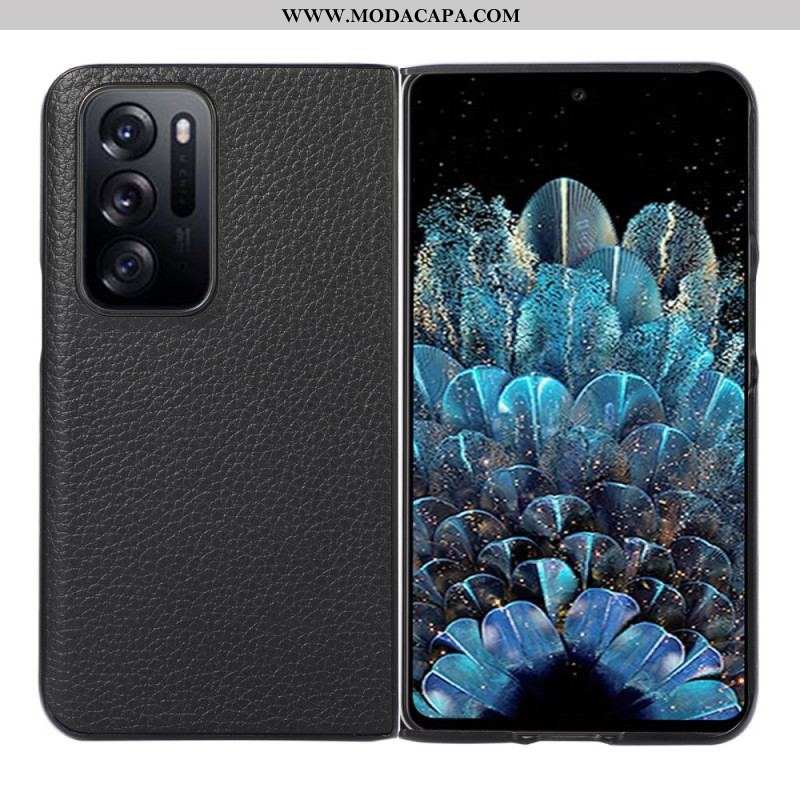 Capa Para Oppo Find N Design De Lichia De Couro Genuíno