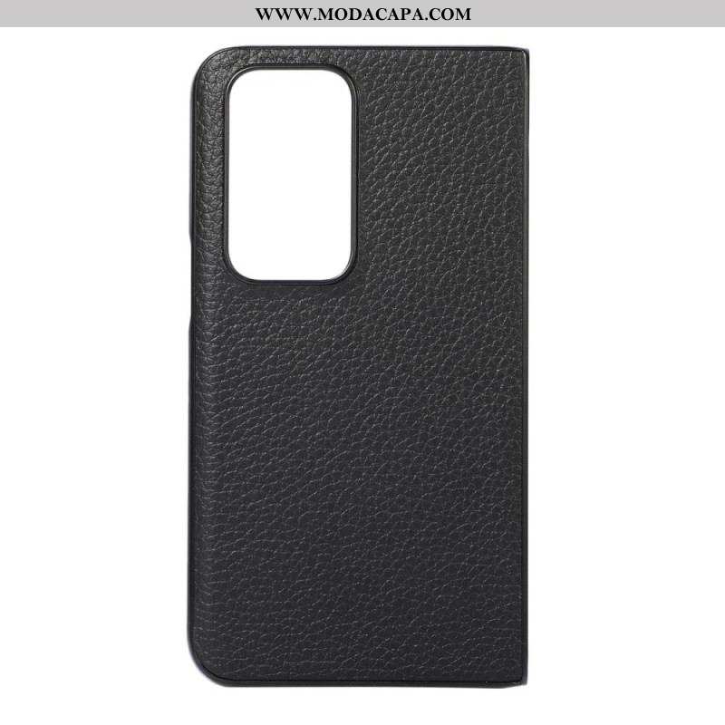 Capa Para Oppo Find N Design De Lichia De Couro Genuíno