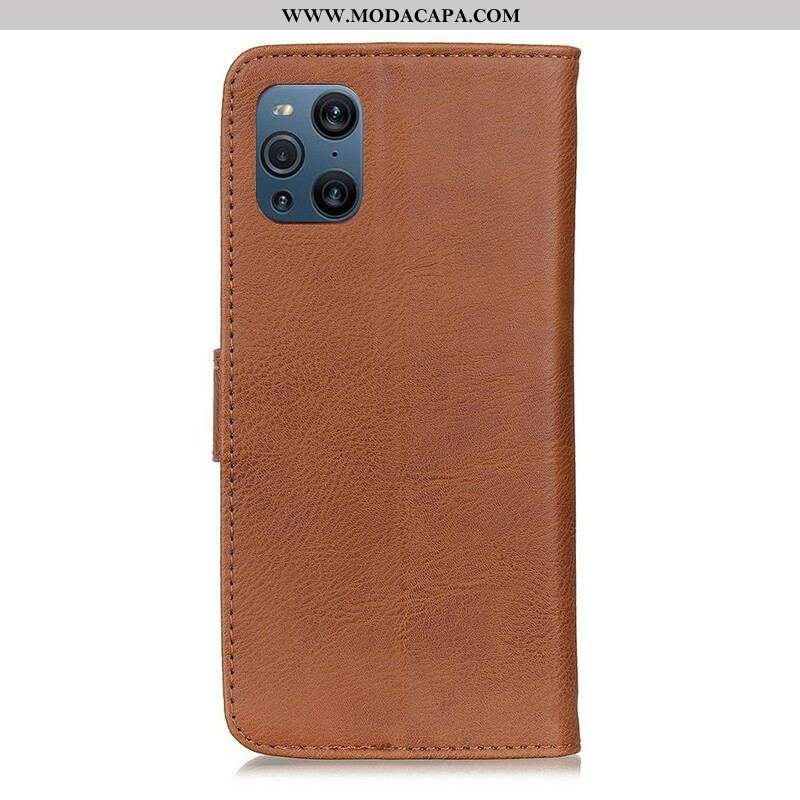 Capa Folio Para Oppo Find X3 Pro Imitação De Couro Khazneh