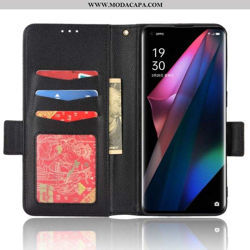 Capa Folio Para Oppo Find X3 Pro Flip Flap Double Litchi Novas Cores